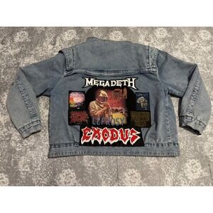 Forever 21 Denim Jacket Heavy Metal Band Patches Black Sabbath Megadeth Slayer